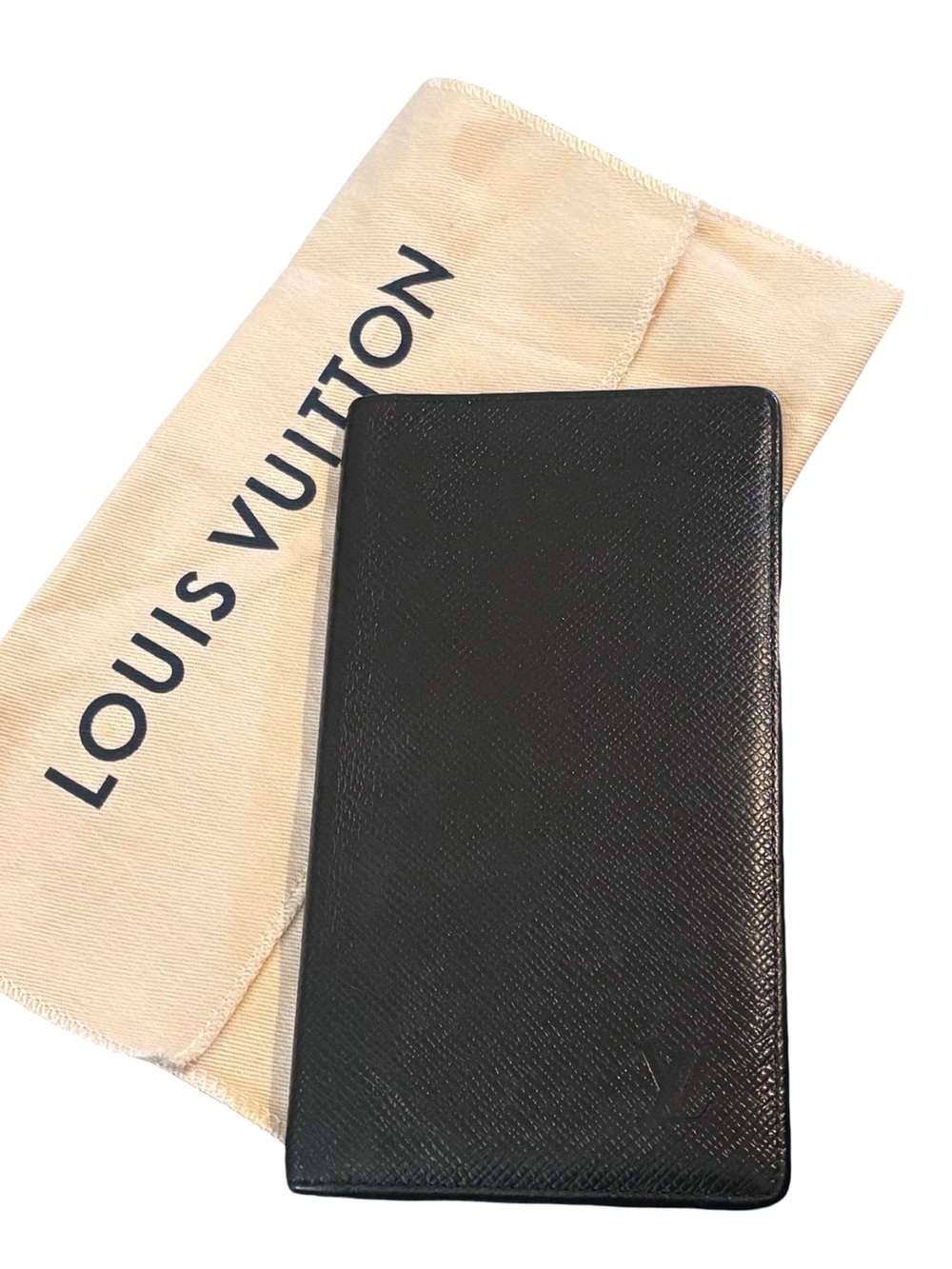 Authentic Louis Vuitton Taiga Leather Long Wallet in Black